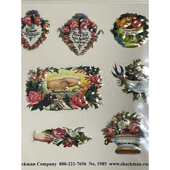 NOS Vtg 1980s Victorian Floral Embossed stickers - Picture 6 of 7